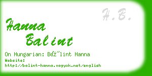 hanna balint business card